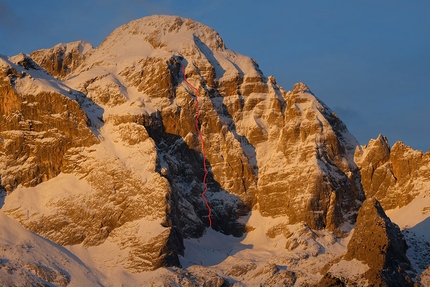 Civetta, Dolomiti, Zuita Patavina, Alessandro Baù, Daniele Geremia, Giovanni Zaccaria, Matteo Baù - La linea di Zuita Patavina, Civetta, Dolomiti (Alessandro Baù, Matteo Baù, Daniele Geremia, Giovanni Zaccaria)