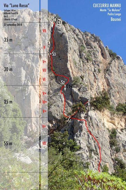 Luna Rossa, Baunei, Sardegna, Paolo Tiezzi, Jacopo Biserni, Paolo Tiezzi - Via Luna Rossa, Monte Su Mulone, Baunei, Sardegna (Jacopo Biserni, Paolo Tiezzi 27/09/2018)