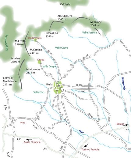 Montagne Biellesi - Mappa delle montagne del Biellese