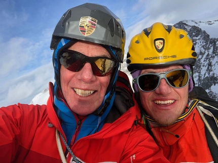 Hoher Kasten Großglockner - Thomas Bubendorfer and Max Sparber having made the first ascent of Die Abenteuer des Augie March, Hoher Kasten, Großglockner (20/02/2019)