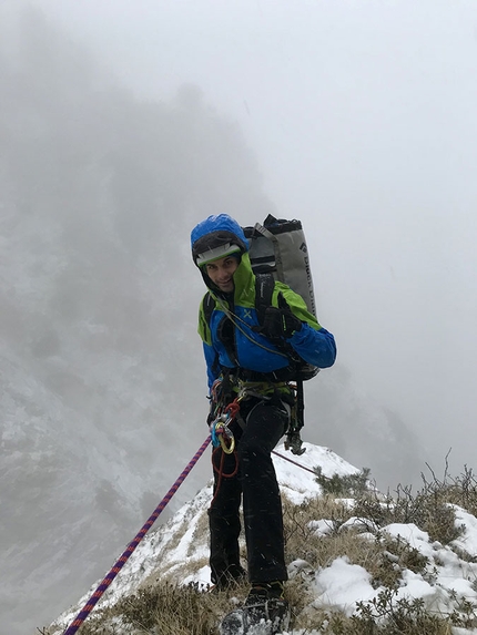 Primo Apostolo, Piccole Dolomiti, Nicola Bertoldo, Paolo Cristofari - Nicola Bertoldo durante l'apertura di Via Xena sul Primo Apostolo, Piccole Dolomiti