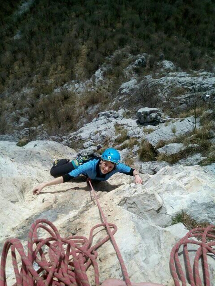 Via Miryam, Corna di Medale  - Via Miryam sul Pilastro Irene, Corna di Medale nel Gruppo delle Grigne