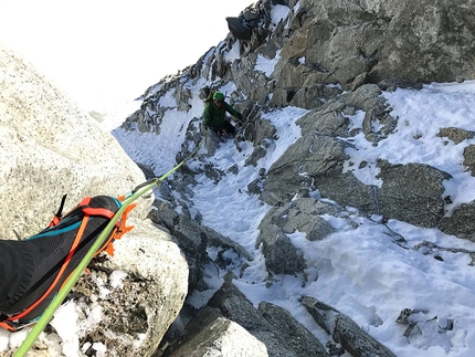 Petit Flambeau, Monte Bianco - Sulla Via Filipini, Petit Flambeau, Monte Bianco (Ezio Marlier, Cesare Pini 14/04/2017)