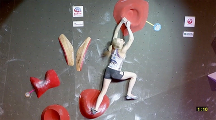 Bouldering World Cup 2019 - Janja Garnbret winning the first stage of the Bouldering World Cup 2019 at Meiringen in Switzerland