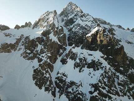 Punta dell’Orco, Adamello, Alessandro Beber, Claudio Lanzafame, Marco Maganzini - The upper section of Canale dell’Orco on Punta dell’Orco above Val Genova in the Adamello group (Alessandro Beber, Claudio Lanzafame, Marco Maganzini 22/03/2019)