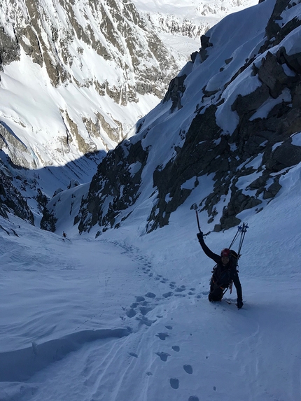 Punta dell’Orco, Adamello, Alessandro Beber, Claudio Lanzafame, Marco Maganzini - Alessandro Beber climbing up Canale dell’Orco on Punta dell’Orco above Val Genova in the Adamello group (Alessandro Beber, Claudio Lanzafame, Marco Maganzini 22/03/2019)