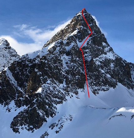 Piz Buin Silvretta - Piz Buin East Face and the route first ascended by Tito Arosio and Rosa Morotti on 31/03/2019