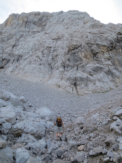Pizzo Arera, Alpi Orobie, Nadia Tiraboschi - Durante la richiodatura della Via dei Cugini, Pizzo Arera, Alpi Orobie