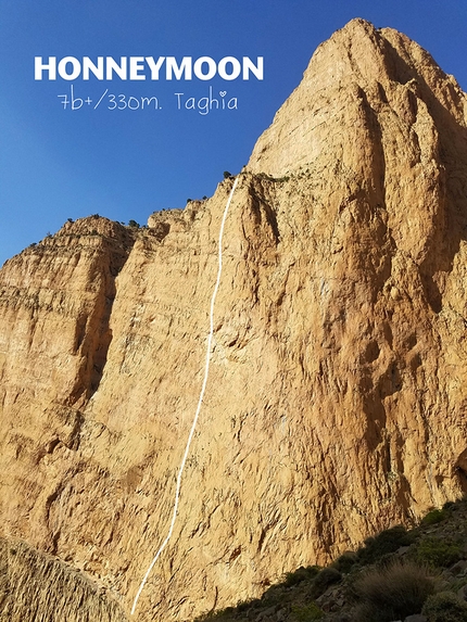 Taghia Gorge Morocco - The line of Honey Moon, Oujdad, Taghia Gorge, Morocco (Neus Colom, Iker Pou 05/2019)