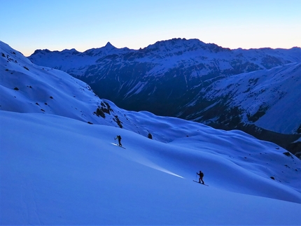 Piz Morteratsch discesa in sci della parete Est per Costa, Terraneo e Varchetti