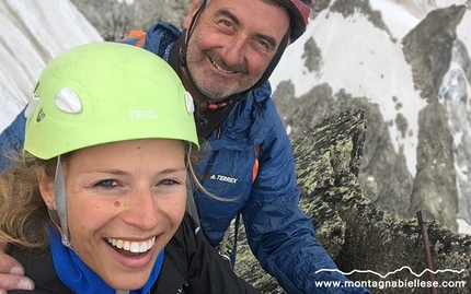 Père Eternel, Aiguille de la Brenva, Monte Bianco - Aiguille de la Brenva Père Eternel. Gianni Lanza e Dafne Munaretto in cima