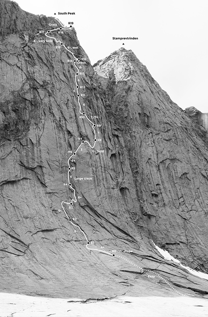 Lofoten Norway - The Human Timeline, East Face of Stamprevtinden South Peak, Lofoten Islands, Norway (Bernat Bilarrassa, Gerber Cucurell, Jordi Esteve 25/05/2019)