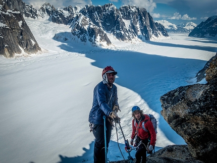 Mount Barrill, Ruth Gorge, Alaska, Daniel Joll, Kim Ladiges, Alastair McDowell, John Price - On the top of Cobra Pillar, Mount Barrill, Alaska