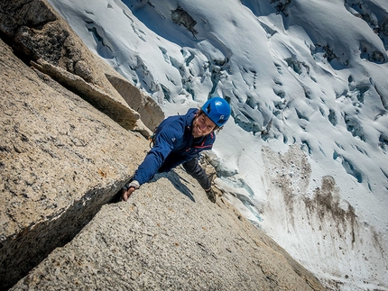 Mount Barrill, Ruth Gorge, Alaska, Daniel Joll, Kim Ladiges, Alastair McDowell, John Price - Kim Ladiges enjoying perfect splitter cracks on King Cobra on Mount Barrill, Alaska