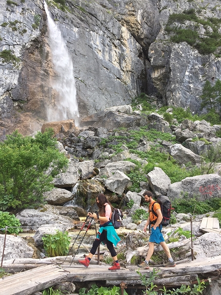 Valle di Garés, Dolomites - The waterfall in Valle di Garés in the Agordo Dolomites