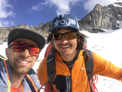 Simon Gietl, Vittorio Messini, Mittlere Kasten - Vittorio Messini and Simon Gietl making the first ascent of 'Alles Im Kasten', Mittlere Kasten, Austria