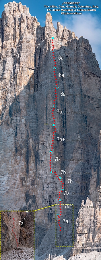 Tre Cime di Lavaredo, Dolomiti - Il tracciato di Premiere, Cima Grande di Lavaredo, Tre Cime di Lavaredo, Dolomiti (Łukasz Dudek, Jacek Matuszek)