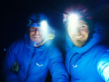 Tre Cime di Lavaredo, Dolomites - Łukasz Dudek and Jacek Matuszek making the first free ascent of Premiere, Cima Grande, Tre Cime di Lavaredo, Dolomites
