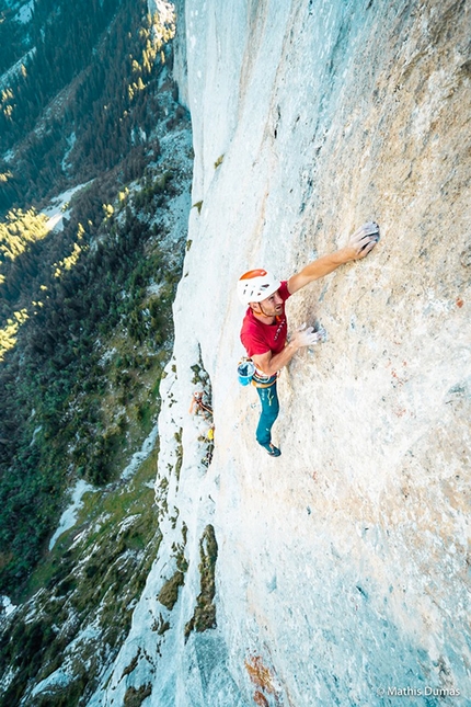 Cédric Lachat - Cédric Lachat climbing Yeah Man, 8b+ multi-pitch Gran Pfad, Gastlosen, in Switzerland