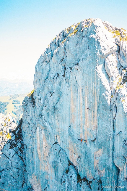 Cédric Lachat - Cédric Lachat climbing Yeah Man, 8b+ multi-pitch up Gran Pfad, Gastlosen, in Switzerland