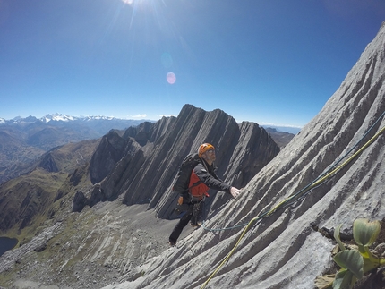 Cerro Tornillo Peru - Iker Pou making the first ascent of the North Face of Cerro Tornillo in Peru together with Eneko Pou and Manu Ponce