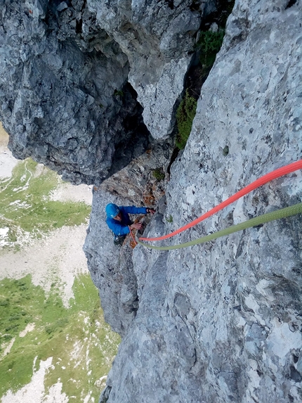 Presolana Spigolo Nord-Ovest, Ivo Ferrari - In arrampicata sullo Spigolo Nord-Ovest della Presolana