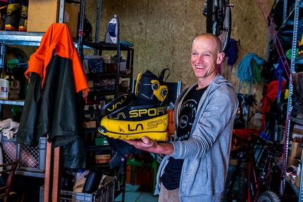 Max Berger - Austria's Max Berger showing his La Sportiva mountaineering boot with BOA closure system