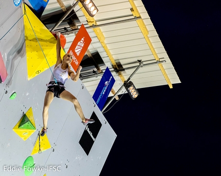 Janja Garnbret - Janja Garnbret competing in the third stage of the Lead World Cup 2019 at Briançon, France