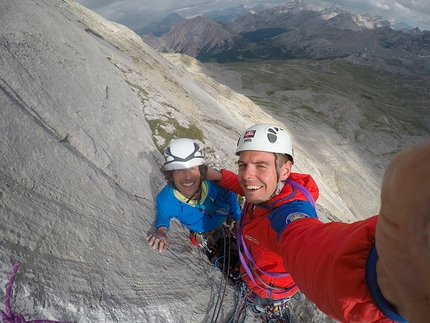 Sasso delle Nove, Fanis, Dolomiti - L'apertura di Somnium sulla parete sud di Sasso delle Nove, Fanes, Dolomiti (Michael Kofler, Manuel Gietl, Florian Wenter)