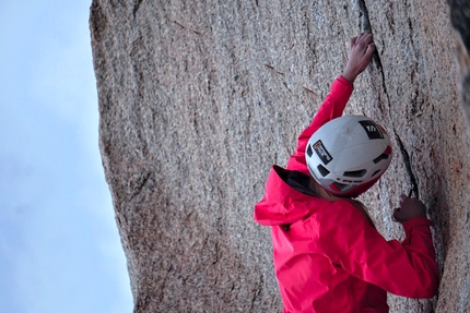 Lucie Hrozová - Lucie Hrozová climbing Digital Crack above the Arête des Cosmiques in the Mont Blanc massif.