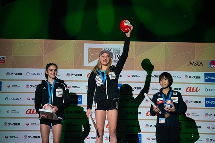 Lead World Championship 2019 - 2. Mia Krampl 1. Janja Garnbret 3. Ai Mori, Lead World Championship 2019 at Hachioji in Japan