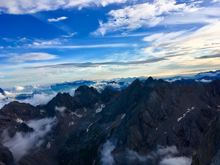 Marmolada Dolomiti, Colombo lunatico, Nicolò Geremia, Thomas Gianola - Durante l'apertura di Colombo lunatico sulla parete sud della Marmolada in Dolomiti (Nicolò Geremia, Thomas Gianola 2019)