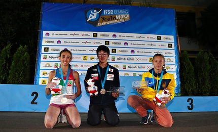 Campionati Mondiali Giovanili di Arrampicata Sportiva Arco 2019 - Laura Rogora, Hidemasa Nishida e Nika Potapova Campionati Mondiali Giovanili di Arrampicata Sportiva Arco 2019