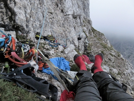 Spiz della Lastia, Pale di San Lucano, Dolomites - Making the first ascent of Futuro Incerto, Spiz della Lastia, Pale di San Lucano, Dolomites (Lorenzo Corso, Diego Toigo, Luca Vallata 18-19/08/2019)