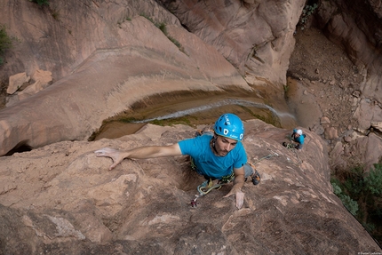 Wasserläufer, Florian Riegler, Martin Riegler, Daniel Ladurner - Making the first ascent of Wasserläufer close to Terlano, South Tyrol, Italy (Florian Riegler, Martin Riegler, Daniel Ladurner 2019