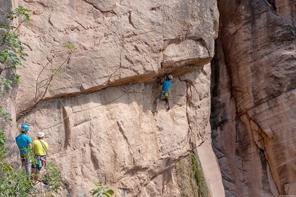 Wasserläufer, Florian Riegler, Martin Riegler, Daniel Ladurner - Making the first ascent of Wasserläufer close to Terlano, South Tyrol, Italy (Florian Riegler, Martin Riegler, Daniel Ladurner 2019