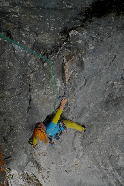 Torre Spinotti, Carnic Alps - Making the first ascent of Geronimo up Torre Spinotti, Coglians-Cjanevate group, Carnic Alps (Michal Coubal, Anna Coubalová 12/08/2019)