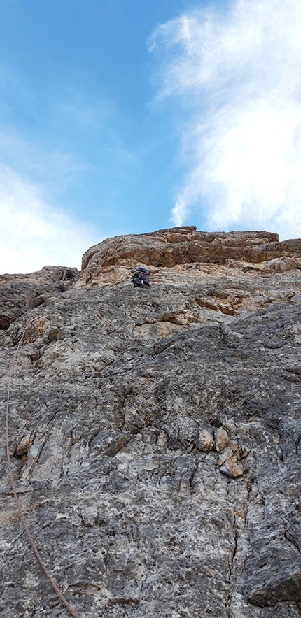 Tre Cime di Lavaredo Dolomites - Cima Piccola, Tre Cime di Lavaredo, Dolomites: making the first ascent of Nostalgie (Manuel Baumgartner, Mark Oberlechner 2019)