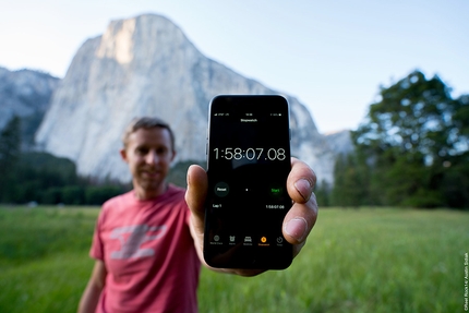 The Nose Speed El Capitan, Yosemite - Tommy Caldwell: the legendary 2-hour barrier on the The Nose on El Capitan in Yosemite was broken with Alex Honnold on 06/06/2018