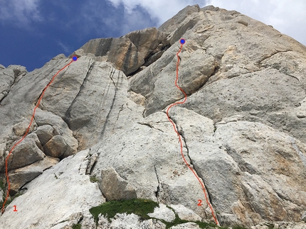 Gran Sasso, Corno Piccolo, Fiamme di Pietra, Riccardo Quaranta - Fiamme di Pietra, Gran Sasso: Sector Danesi 1.	Excalibur, 2. Mezzogiorno di fuoco