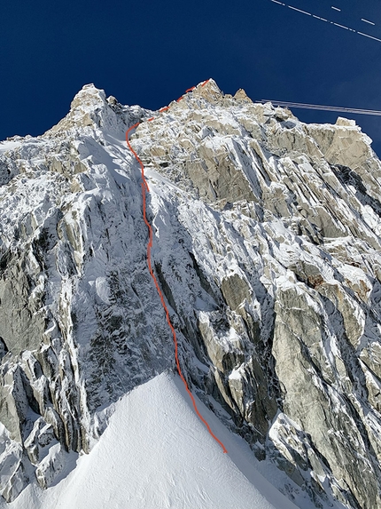 Grand Flambeau Monte Bianco, Ezio Marlier - Monia Mena sul Grand Flambeau, Monte Bianco (Alberto Corbella, Ezio Marlier il 27/10/2019)