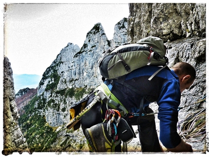 Via dei Camorzieri, Monti del Sole, Dolomiti Bellunesi, Beppe Ballico, Saverio De Toffol - Beppe Ballico su Via dei Camorzieri, Monti del Sole, Dolomiti Bellunesi