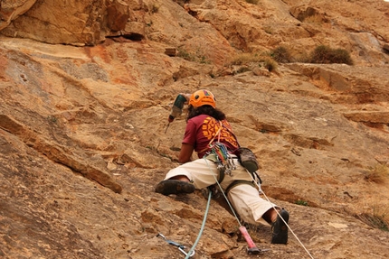 Atlante Perverso - Taghia - During the first ascent of Atlante Perverso, Monte Oujad, Taghia