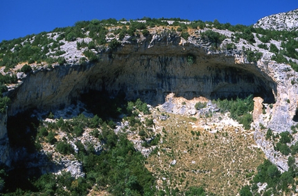 Rodellar, Spain - Rodellar, one of the most famous crags in Europe, lies hidden in the folds of Sierra de Guara in Spain. Pictured here the sector Las Ventanas.