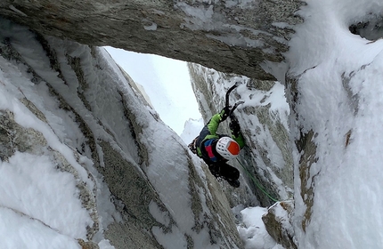 Grand Flambeau Monte Bianco, Ezio Marlier - Sabrina Zunino sul Grand Flambeau (Monte Bianco) durante l'apertura di Sexocet insieme a Ezio Marlier 31/10/2019