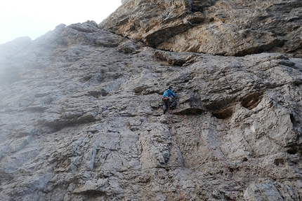 Campanile Basso, Brenta Dolomites, Alessandro Beber, Gianni Canale, Matteo Faletti - Campanile Basso, Brenta Dolomites: direct start up the North Face