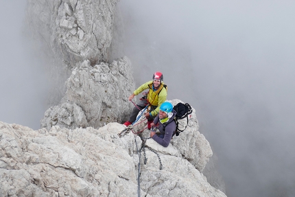 Campanile Basso, Brenta Dolomites, Alessandro Beber, Gianni Canale, Matteo Faletti - Campanile Basso, Brenta Dolomites: descending down the normal route