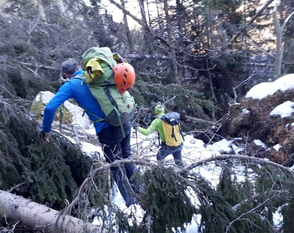 Dolomiti di Brenta, Rolando Larcher, Yurka Libera, Cima Sparavieri - Dolomiti di Brenta: tentativo di prima libera di Yurka Libera alla Cima Sparavieri (Luca Giupponi, Fabio Leoni, Rolando Larcher 30/12/2018)