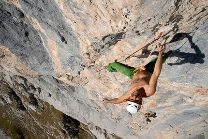 Alex Huber, Wilder Kaiser - Alex Huber and Guido Unterwurzacher making the first ascent of Koasabluad on Wilder Kaiser, Austria