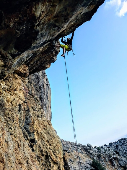 Domuzucan Peak, Geyikbayiri, Turkey, Gilberto Merlante, Wojtek Szeliga, Tunc Findic - Domuzucan Peak, Turkey: on the first pitch (6c+) while making the first ascent of 500+ (Gilberto Merlante, Wojtek Szeliga, Tunc Findi 10/2019)